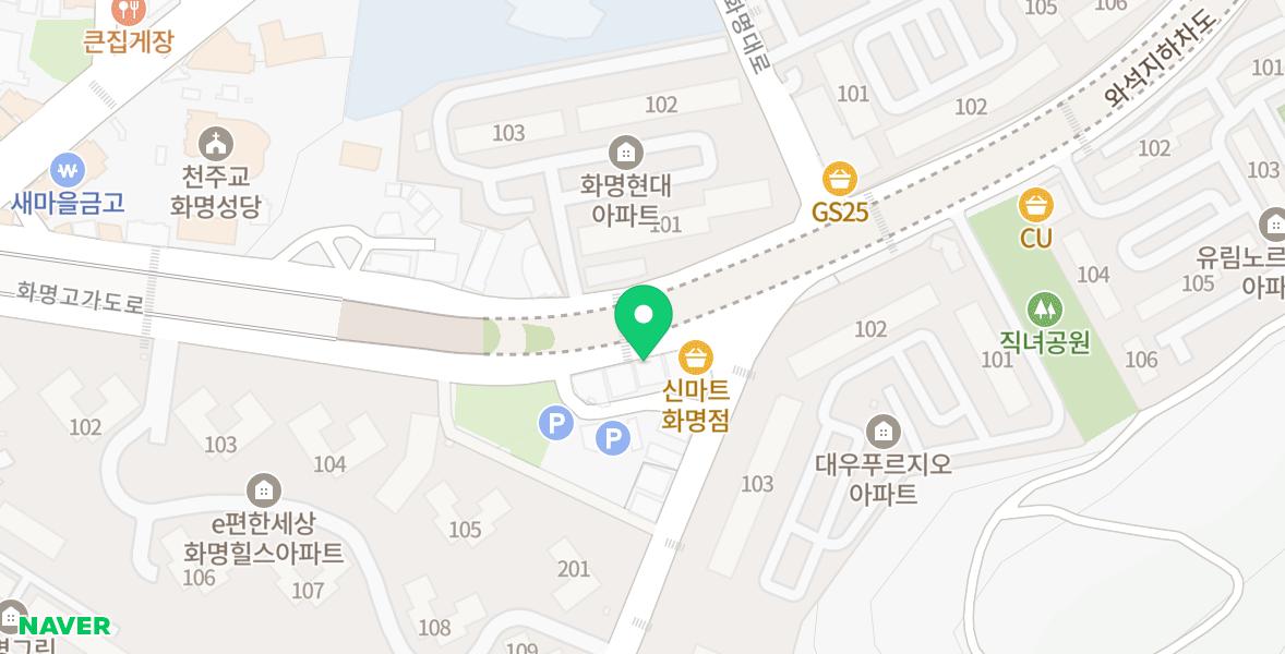 화명대로변, 신마트 화명점 인근에 위치한 하랑면옥 화명점 지도